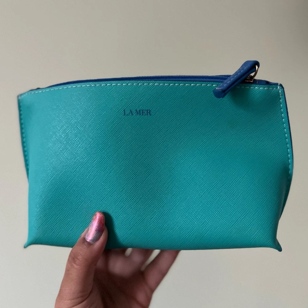 LA MER Turquoise Green Small Travel Organization Jewelry Makeup Skincare Pouch